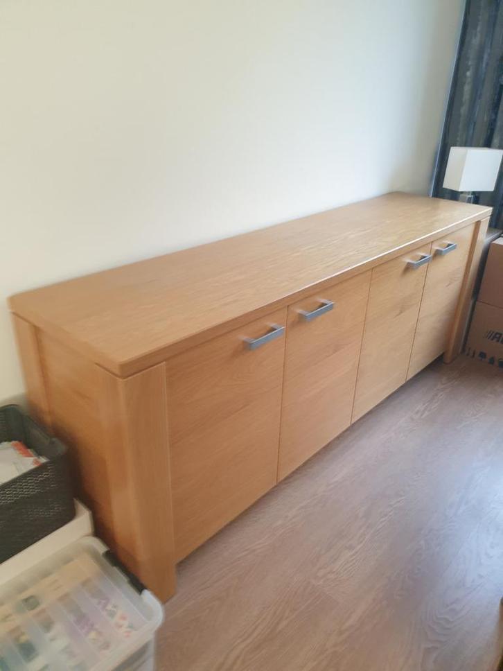 Massief eiken dressoir, Huis en Inrichting, Kasten | Dressoirs, 200 cm of meer, 50 tot 75 cm, Ophalen