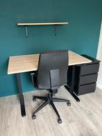 Verstelbaar zit/sta bureau / bureaustoel / ladekastje zwart, Huis en Inrichting, Bureaus, Ophalen, Zo goed als nieuw