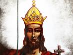 Paridon opaline met Christus Koning gebrandschilderd, Antiek en Kunst, Ophalen of Verzenden