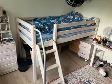 Complete slaapkamer flexa hoogslaper, kast, buro white wash beschikbaar voor biedingen