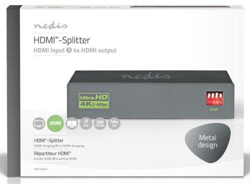 Nedis VSPL3434AT 4-voudige Ultra HD HDMI Splitter, Audio, Tv en Foto, Televisie-accessoires, Nieuw, Ophalen