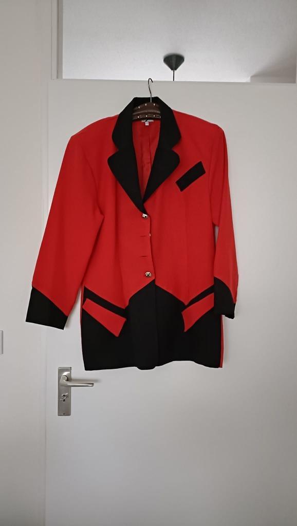 MOOIE ROOD/ZWARTE DAMESBLAZER, Kleding | Dames, Jasjes, Kostuums en Pakken, Zo goed als nieuw, Jasje, Maat 36 (S), Rood, Ophalen
