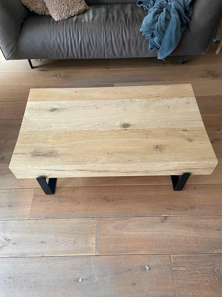 Robuuste Eiken Salontafel - Uniek Design!, Huis en Inrichting, Tafels | Salontafels, Zo goed als nieuw, Minder dan 50 cm, 50 tot 100 cm