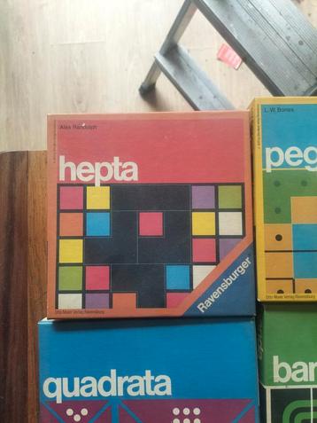 Oude Bordspellen Collectie - Hepta, Peggino, Quadrata beschikbaar voor biedingen