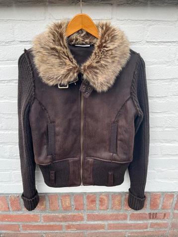 Yessica (C&A) bruine jas met bontkraag – maat S herfst beschikbaar voor biedingen