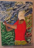 Schilderij van een golfer, Antiek en Kunst, Kunst | Schilderijen | Klassiek, Ophalen