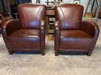 Exclusieve set leren fauteuils. Merk Bendic. Izgs, Ophalen, Chesterfield., ., Zo goed als nieuw