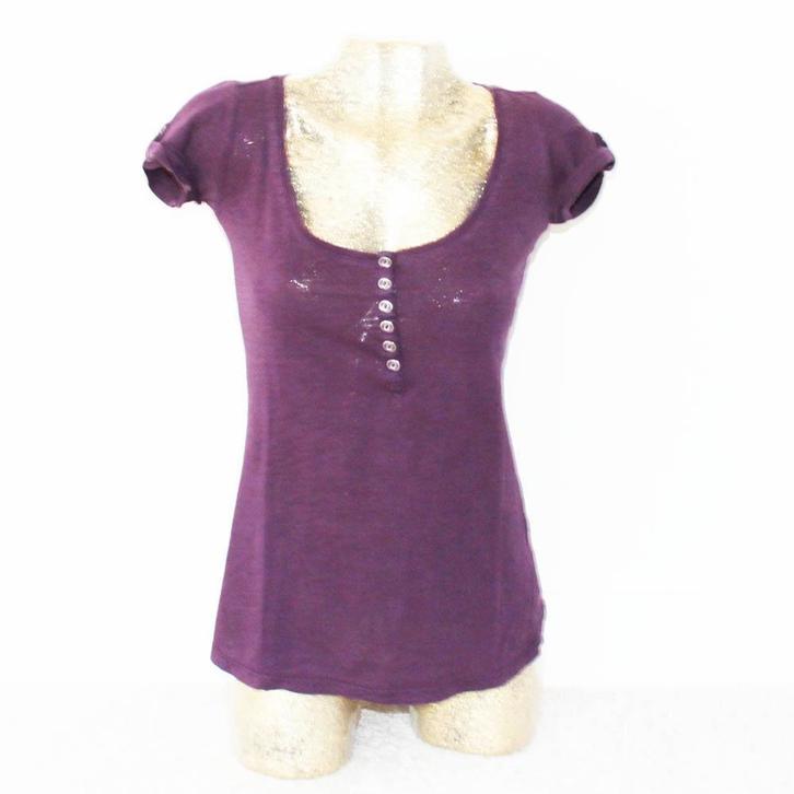 Basics Shirtje Paars (S) - 29 € 10,-, Kleding | Dames, T-shirts, Zo goed als nieuw, Maat 36 (S), Paars, Korte mouw, Ophalen of Verzenden