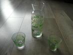Karaf + 2 waterglazen (groen), Glas of Glazen, Ophalen of Verzenden, Overige stijlen, Glas