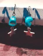 Oorbellen turquoise edelsteen gratis verzenden, Overige materialen, Hangers, Blauw, Ophalen of Verzenden
