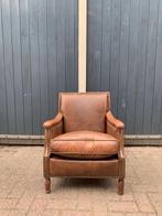Bruine lederen fauteuil, Huis en Inrichting, Fauteuils, Ophalen, Gebruikt, Minder dan 75 cm, Leer