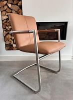 Zes cognac leder Henders & Hazel design eetkamerstoelen, Huis en Inrichting, Stoelen, Henders en Hazel, Zo goed als nieuw, Metaal