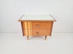 Vintage Nachtkastje Teak formica messing ’60 retro, Minder dan 45 cm, N, N, Hout