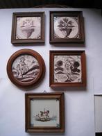 ANTIEKE TEGELS DELFT  4 X EN 1 X MAKKUM ; 2X RELIGIEUS, Antiek en Kunst, Verzenden