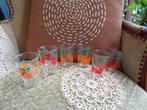 6 Vintage Franse Sap Glazen Fruit ** Mimosa **, Verzamelen, Glas en Borrelglaasjes, Ophalen of Verzenden, Zo goed als nieuw, Frisdrankglas