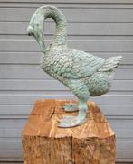 Bronze Zwaan met buigende hals standbeeld kunstwerk, Verzenden, Zo goed als nieuw, Metaal, Dierenbeeld