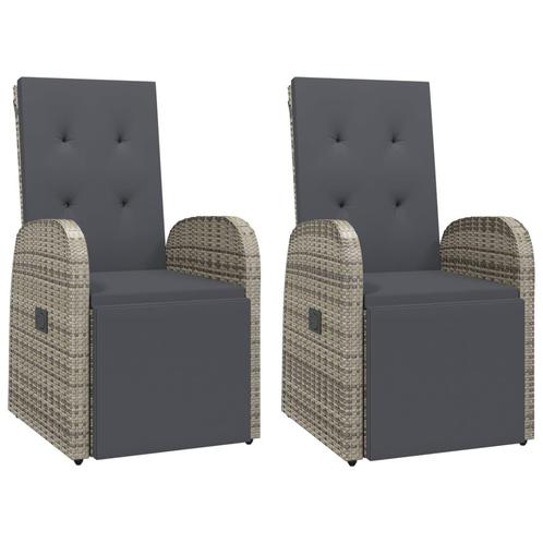 Tuinstoelen 2 st verstelbaar met kussens poly rattan, Tuin en Terras, Tuinmeubel-accessoires, Nieuw, Verzenden
