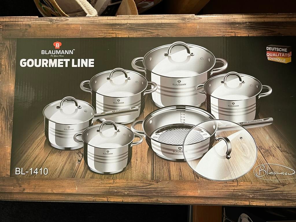 Blaumann Pannenset Gourmet Line - Nieuwstaat!, Inductieplaat, Pannenset, Ophalen of Verzenden, Zo goed als nieuw