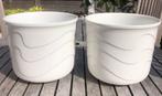 2 XXL W-Germany vintage witte bloempot | golf | 892-23, Tuin en Terras, Bloempotten, Rond, Ophalen of Verzenden, Zo goed als nieuw