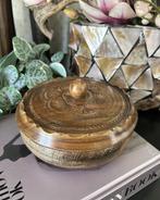 Opbergdoos rond handmade hout vintage, Ophalen of Verzenden, Zo goed als nieuw, Rond, Hout