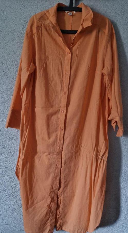 Lang overhemdblouse jurk pastel maat l, Kleding | Dames, Blouses en Tunieken, Zo goed als nieuw, Maat 42/44 (L), Oranje, Verzenden