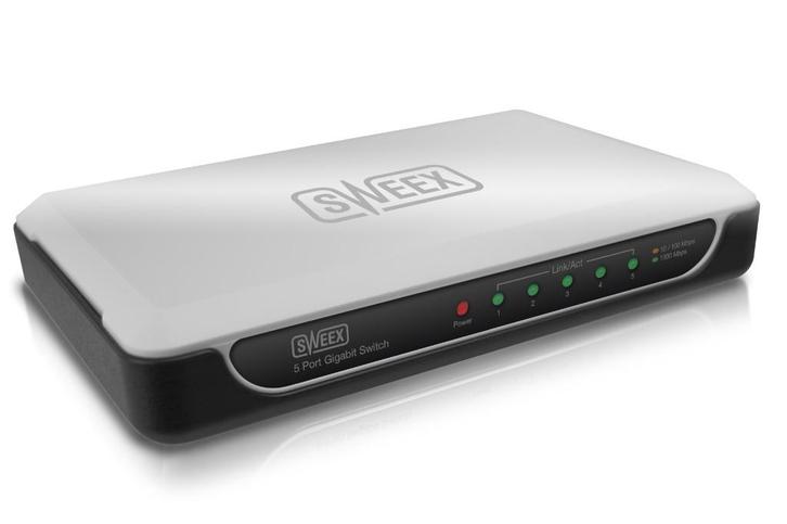 Sweex 5 port Gigabit router SW115, Computers en Software, Routers en Modems, Zo goed als nieuw, Router, Ophalen of Verzenden