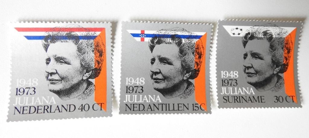  3 Postzegel 1973 Zilveren jubileum Juliana, Postzegels en Munten, Postzegels | Nederland, Postfris, Na 1940, Verzenden
