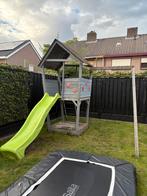 Exit speelhuisje met glijbaan, schommel en zandbak, Kinderen en Baby's, Speelgoed | Buiten | Speelhuisjes, Ophalen, Gebruikt, Hout