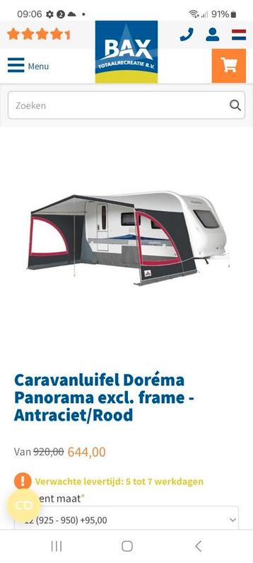 Caravan luifel Dorema omloop maat 12 beschikbaar voor biedingen