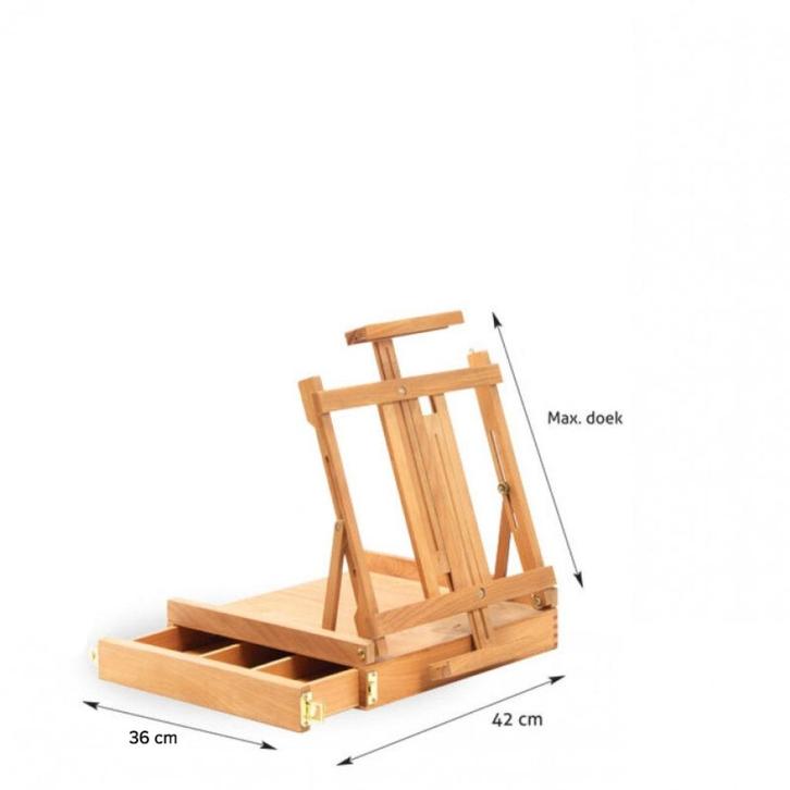 Schildersezel Compacte Kistezel van Beukenhout met Lade, Hobby en Vrije tijd, Schilderen, Zo goed als nieuw, Ezel, Ophalen