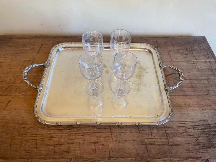 feestelijk silverplated Dienblad Serveerschaal Frans antiek, Antiek en Kunst, Curiosa en Brocante, Ophalen of Verzenden