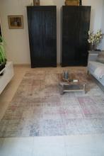 Recoloured handgeknoopt patchwork tapijt stoer landelijk, Huis en Inrichting, Stoffering | Tapijten en Kleden, Ophalen, Gebruikt