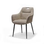 Eetkamerstoel 6x - fauteuil stof retro Taupe, Huis en Inrichting, Stoelen, Overige kleuren, Nieuw, Ophalen of Verzenden, Stof