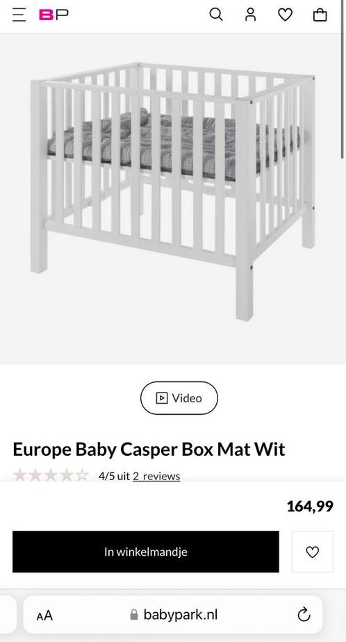 Nieuw: Box baby Casper Wit (2x te koop zie tekst €60 of €40), Kinderen en Baby's, Boxen, Nieuw, Rechthoekig, In hoogte verstelbaar
