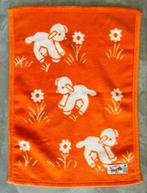 AaBe Dralon kinderdeken lammetjes vintage oranje, Gebruikt, Ophalen of Verzenden, X, X