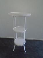 Prachtige Hoge Metalen Wit Bijzettafel Tafel ZGAN, Ophalen, Minder dan 55 cm, Metaal of Aluminium, Rond