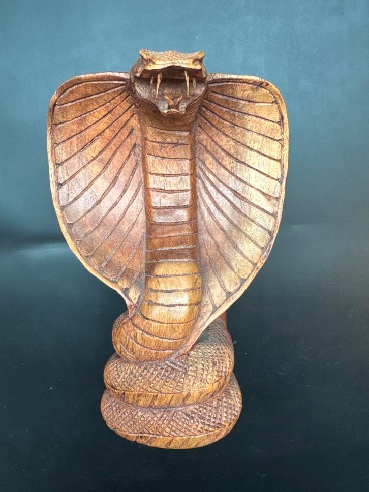 Houten Cobra Slang Houtsnijwerk, Antiek en Kunst, Kunst | Beelden en Houtsnijwerken, Ophalen of Verzenden