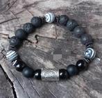 Nieuwe herenarmband van Agaat, Lavasteen, Onyx & Viking bead, Overige materialen, Met edelsteen, Zwart, Nieuw