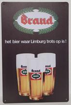 Brand bier waar Limburg trots op is reclamebord van metaal, Verzamelen, Biermerken, Nieuw, Ophalen of Verzenden, Brand