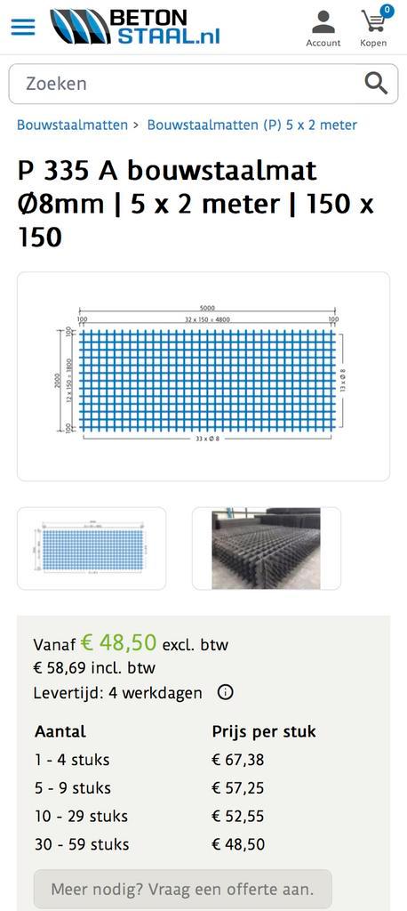 Bouwstaalmat, Doe-het-zelf en Verbouw, Metalen, Nieuw, Ophalen