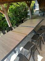 Mooie grote 10 persoons Tuinset met uitschuifbare tafel, Overige materialen, Tuinset, Eettafel, Meer dan 8 zitplaatsen