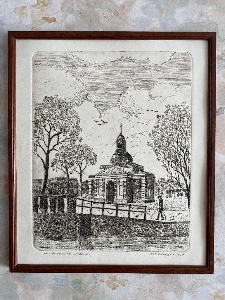 Ets  ,   Muiderpoort    .  Amsterdam, Antiek en Kunst, Kunst | Etsen en Gravures, Ophalen of Verzenden