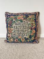 Vintage kussen met print, 38x38cm. Boho bohemian retro bloem, Verzenden, Gebruikt, Overige kleuren, Vierkant