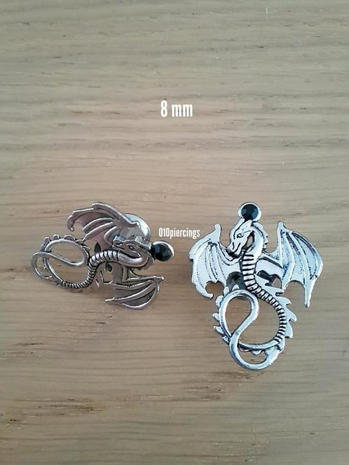 Nieuwe pluggen. 3D draak. Staal. 6, 8, 10, 12, 14, 16 mm., Sieraden, Tassen en Uiterlijk, Piercings, Nieuw, Oor- of Traguspiercing