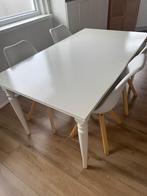 Wit eettafel uitschuifbaar, Huis en Inrichting, Tafels | Eettafels, Ophalen, Gebruikt, 150 tot 200 cm, 200 cm of meer