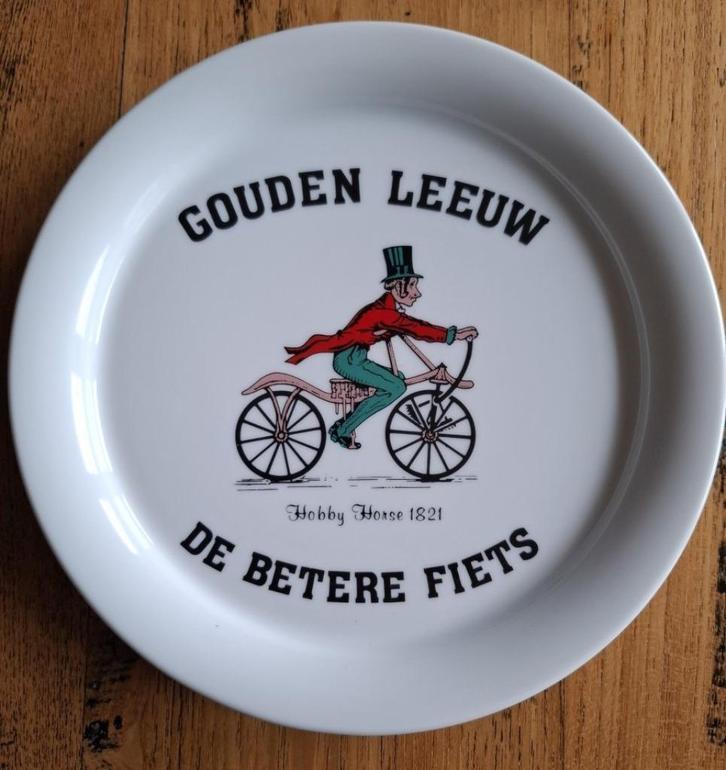 Vintage Gouden Leeuw fiets bordje, Hobby Horse fiets 1821, Antiek en Kunst, Curiosa en Brocante, Ophalen of Verzenden
