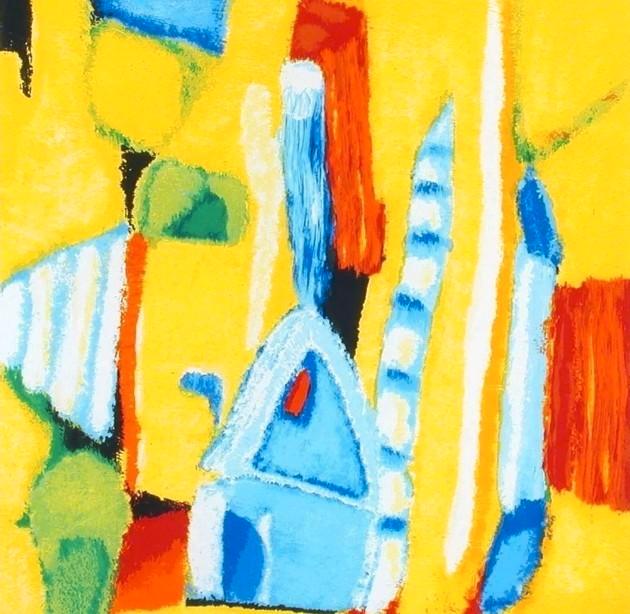 Zeefdruk Saskia Bremer - new age b.3 Abstracte Kunst 2000, Antiek en Kunst, Kunst | Litho's en Zeefdrukken, Ophalen of Verzenden
