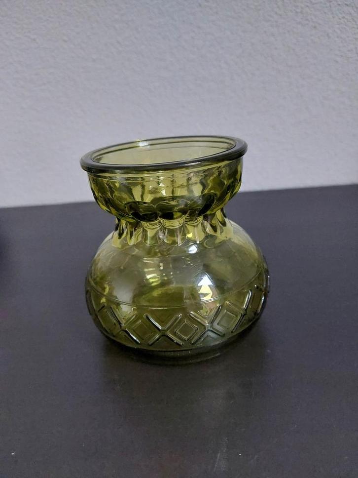 Groene glazen vaas - Hyacinth design, Antiek en Kunst, Antiek | Glas en Kristal, Ophalen of Verzenden