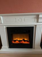 Elektrische sfeerhaard met witte schouw (met verwarming), Ophalen, Zo goed als nieuw, Vrijstaande haard, Elektrische haard