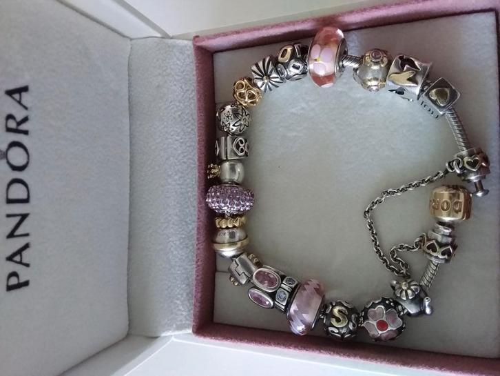 Pandorra armband  alles origineel zilver goud, Sieraden, Tassen en Uiterlijk, Armbanden, Zo goed als nieuw, Goud, Goud, Ophalen